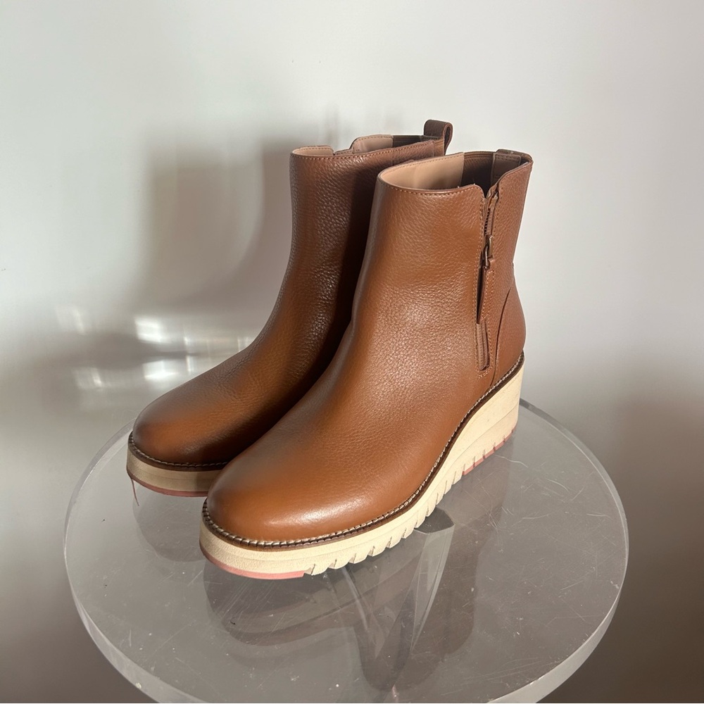 Cole Haan Brown Leather Wedge Boot size 8.5